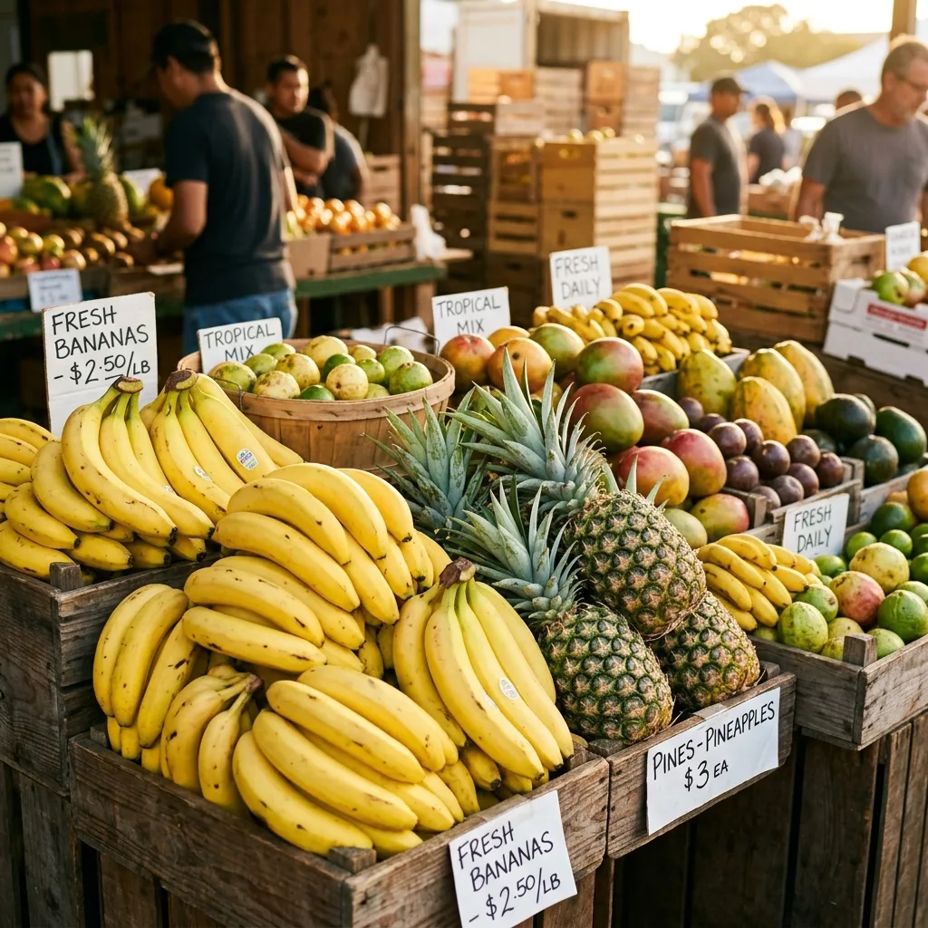 Fresh bananas and produce ready for wholesale orders