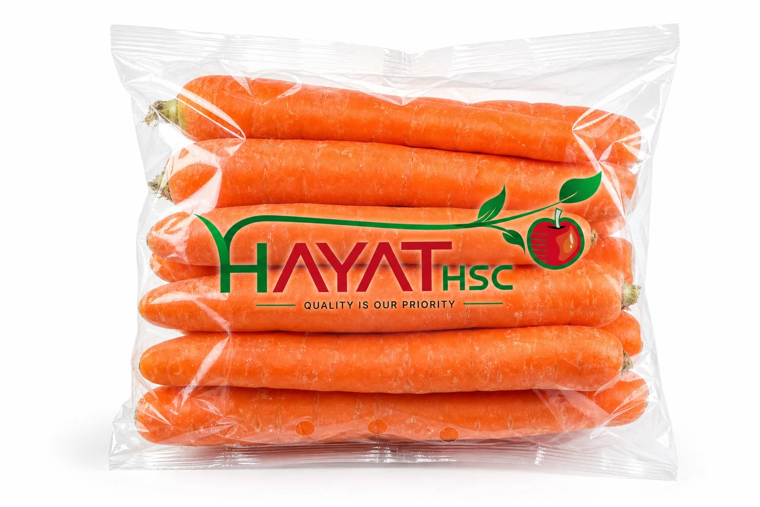 Carrots in Hayat HSC retail packaging