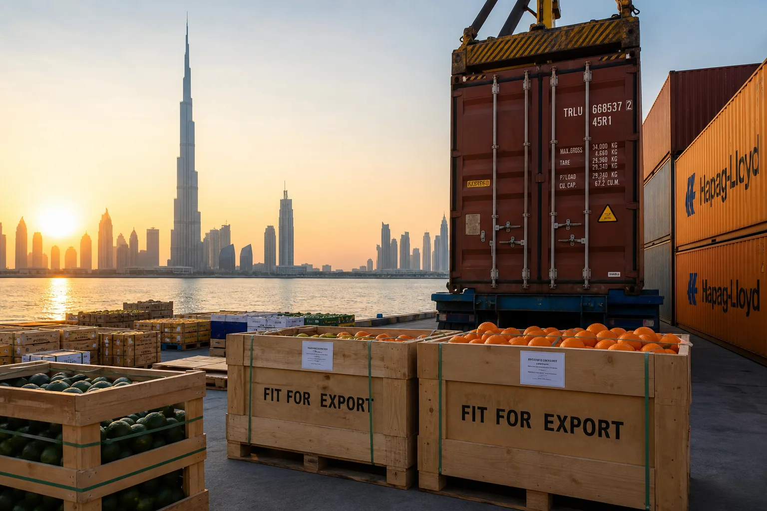 Export shipments moving through UAE ports to regional markets